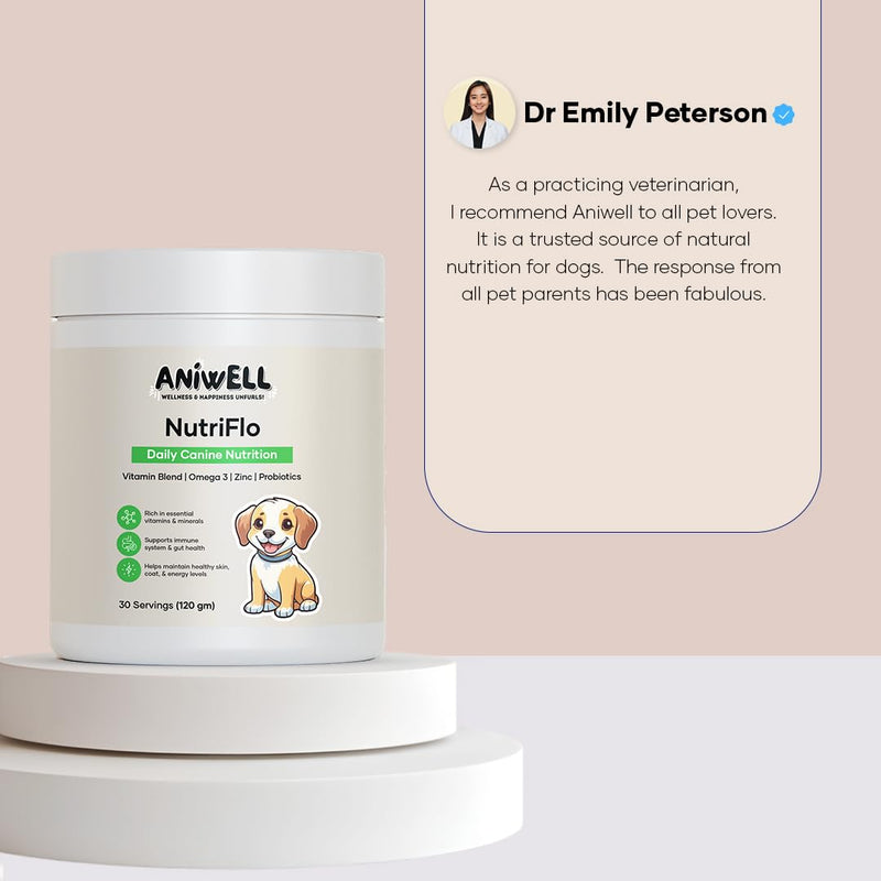 NutriFlo Dog Vitamins & Supplements – 10-in-1 Dog Multivitamin for Gut Health, Hip & Joint, Immune Support, Skin & Coat, Dental Health & Longevity | Daily Dog Supplement for All Breeds 1