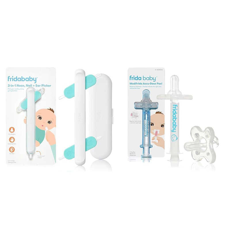 Frida Baby 3-in-1 Nose, Nail + Ear Picker + Frida Baby Medicine Pacifier, Medicine Syringe & Accu-Dose Pacifier 3-in-1 Picker + MediFrida - BeesActive Australia