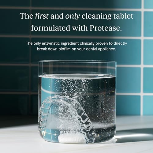 Chomper Labs Fizzies Dental Appliance Cleaning Tablets | Dye-Free, Enzyme-Powered Formula with Tea Tree Oil | Retainers, Aligners, Night Guards, Dentures & Mouth Guards | 60 Tablets | FSA HSA Eligible