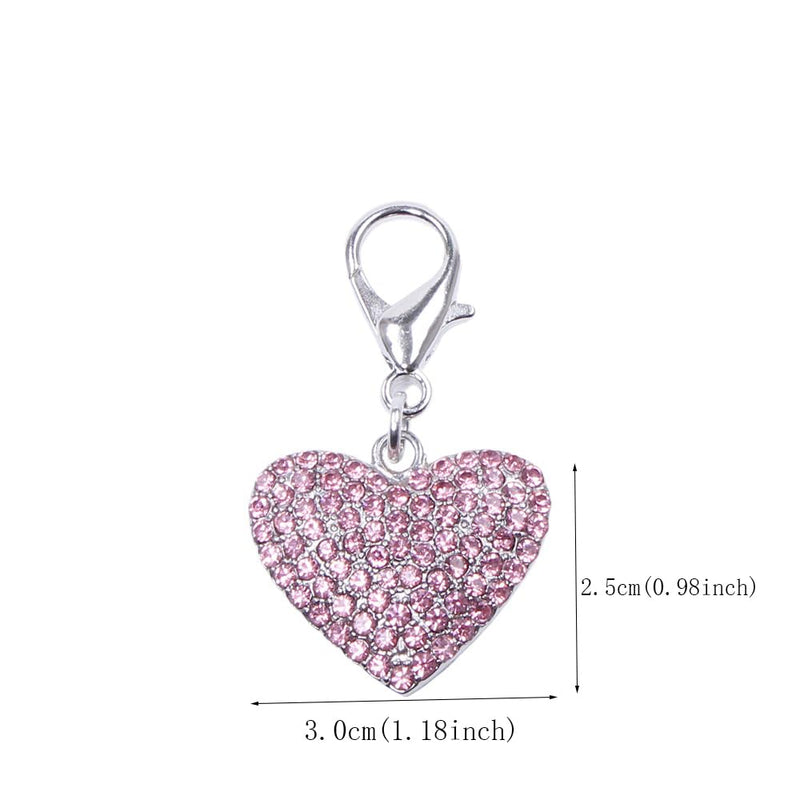 Dog and cat shiny heart shape full rhinestone charm pendant Pink - BeesActive Australia