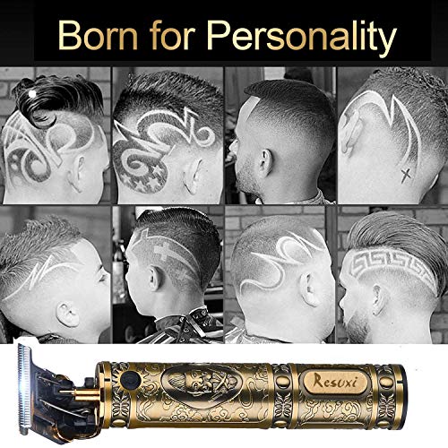 Cordless Hair Trimmer for Men, Professional Electric Hair Clippers Barber Trimmer, Mens T-Blade Beard Trimmer Zero Gapped Edgers Gold Knight Close Cutting Haircut Kit Golden