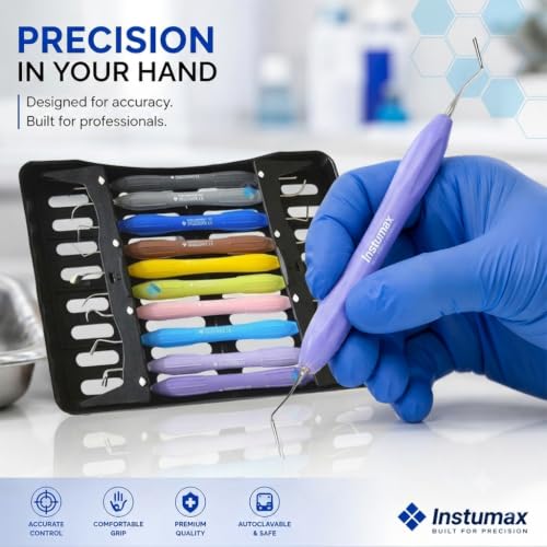 Dental Composite Placement Filling Instruments Set – Silicone Handle Restoration Plugger/Spatula – Resin Application & Tooth Restoration Kit/Black Cassette
