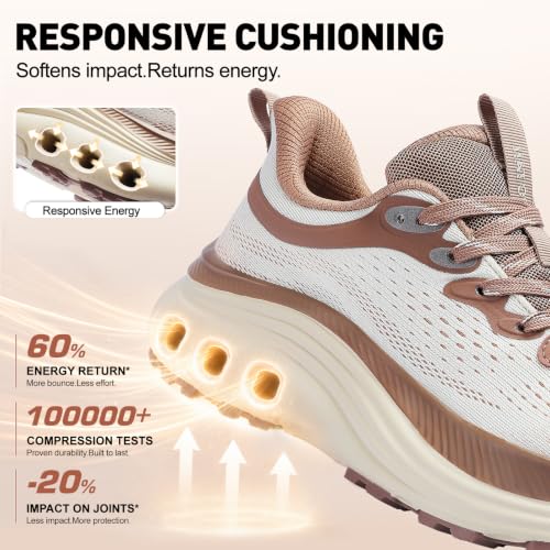Women's Wide Toe Walking Shoes - Cushioned Orthopedic Sneakers Breathable Non Slip Athletic Tennis Shoe for Running Gym Workout Daily Wear 7.5 Wide Beige/Khaki