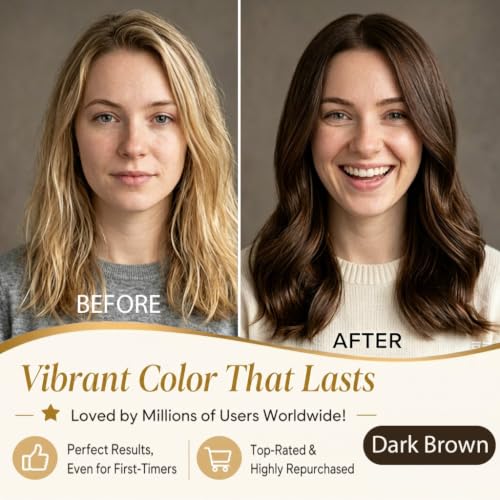 Callmynm Dark Brown Hair Dye Shampoo, 100% Gray Coverage Hair Color Shampoo