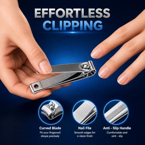 UM Supplies Cuticle Remover Set, Professional Stainless Steel Cuticle Trimmer Kit with Cuticle Nipper, Cuticle Pusher, Nail Cleaner & Nail Clipper, Manicure Pedicure Grooming Tools with Travel Case 1/2 Jaw 14 (5mm)
