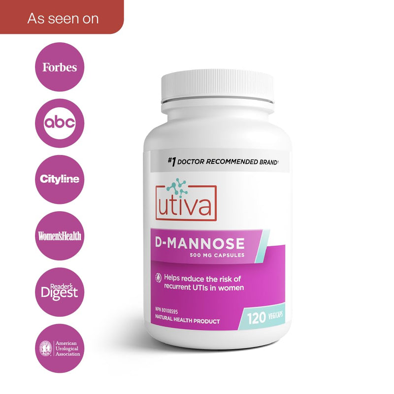 Szio+ Utiva D-Mannose 500mg Capsules – Naturally Flush The Bladder and Urinary Tract – UTI Avoidance – D Mannose Supplements for Women – Supports Urinary Tract Infection Treatments, 120 Capsules - BeesActive Australia