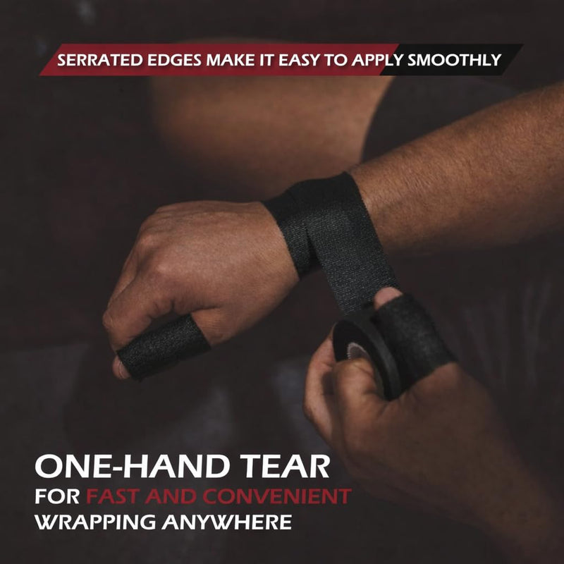 Athletic Tape Black 1.5" x 45ft Per Roll (360ft Total) Pack of 8 – Strong Sports Tape for Wrists, Ankles & Hands – Latex-Free Gym Tape for Training, Football, Running & Weightlifting Recovery - BeesActive Australia