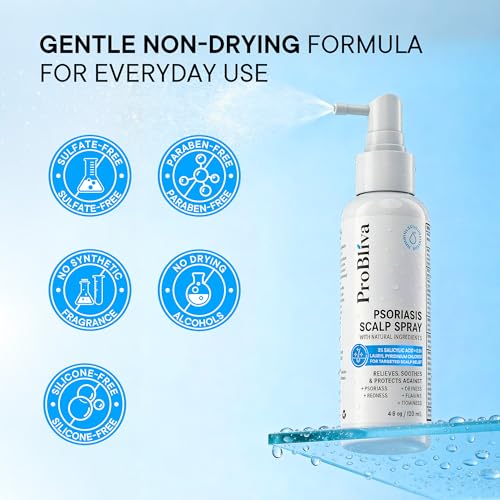 ProBliva Psoriasis Scalp Spray: Scalp Treatment for Psoriasis, Dandruff & Seborrheic Dermatitis – On-Demand Itch Relief – Helps Relieve Flaking, Scaling & Dryness – Lightweight & Non-Greasy – 4 fl.oz 1-Pack(Psoriasis Spray + 4 fl.oz Original)