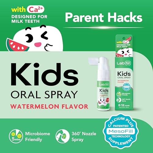 LAB52 Kids Oral Spray and Fluoride Free Kids Toothpaste for Toddler Children, Helps Build Brushing Habits, Supports Enamel Health, Safe if Swallowed, Xylitol Watermelon Spray and Watermelon Toothpaste
