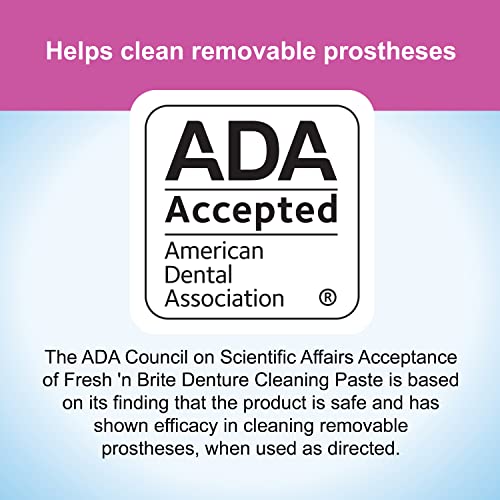 Fresh 'n Brite Denture Cleaning Paste For Dentures, Removable Partial Dentures, Retainers, Mouthguards, Nightguards, Fast Stain Removal, pack of 3, 3.8 oz Tubes