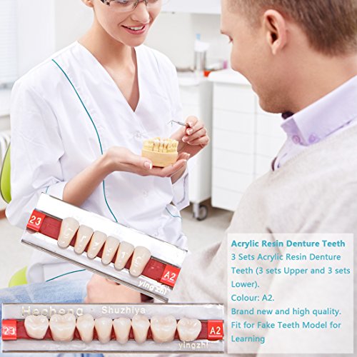84 Pcs Dental Complete Acrylic Resin Denture False Teeth 3 Sets Synthetic Polymer Resin Denture Teeth 23 Shade A2 Upper + Lower Dental Materials