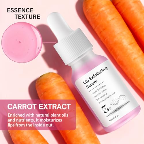 PHA 5% Exfoliating Lip Serum – Overnight Leave-On Treatment for Dry, Cracked Lips, Hydrating Lip Exfoliator & Primer for Smoother, Softer, Plump-Looking Lips (1) 1