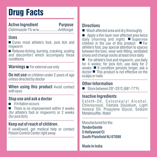 Clotrimazole Antifungal Cream for Skin - 2 Pack with 4 oz. of Clotrimazole Cream for Jock Itch, Athletes Foot Treatment, and More