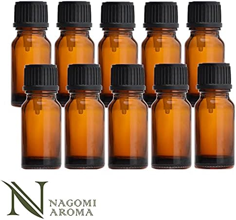NAGOMIAROMA Natural Shop Nagomi Blackout Bottle, Aroma Oil Bottle, 3.3 fl oz (10 ml), Amber, Set of 10, Black Cap, Vertical Dropper, Storage, Storage Container, Divided - BeesActive Australia