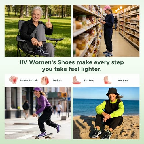 IIV Women Walking Shoes Plantar Fasciitis Arch Support Orthotic Sneakers 10 Blackgray