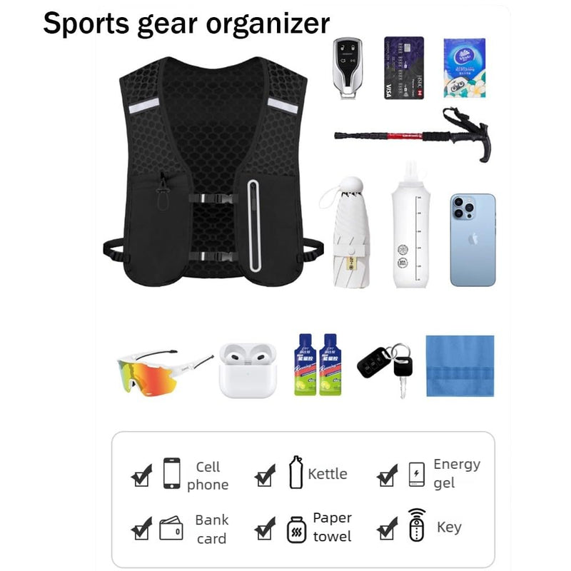Running Vest for Men Women, Adjustable Running Hydration Vest with 500ml Soft Water Bottle, Water Backpack with Phone Holder