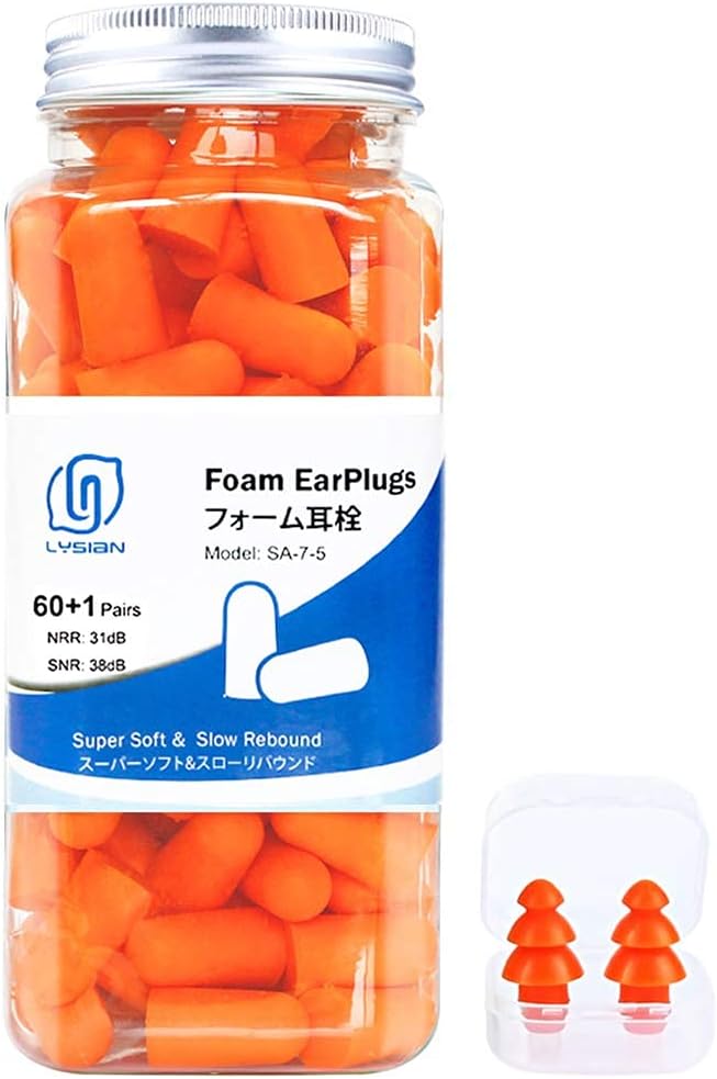 LYSIAN 60 Pairs Soft Foam Ear Plugs Noise Prevention Ear Plugs No Cord for Studying Sleep Sleep Travel Orange - BeesActive Australia