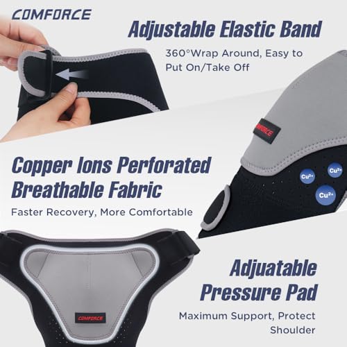 Adjustable Shoulder Brace with Removable Gel Ice Pack + Plantar Fasciitis Night Splint Sock, Adjustable Plantar Fasciitis Brace