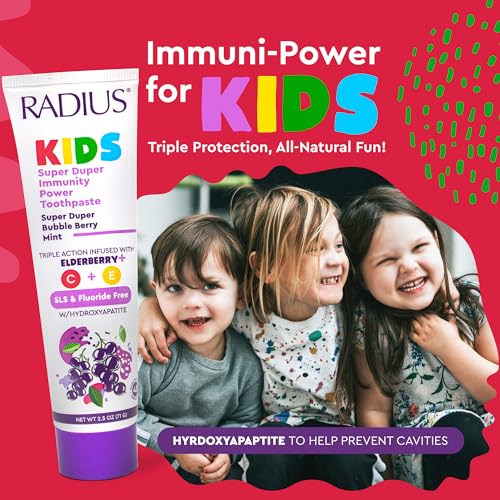 Radius Kids Super Duper Immunity Power Toothpaste 2.5 Oz - Super Duper Bubble Berry Mint - Pack of 3 2.5 Ounce (Pack of 3)