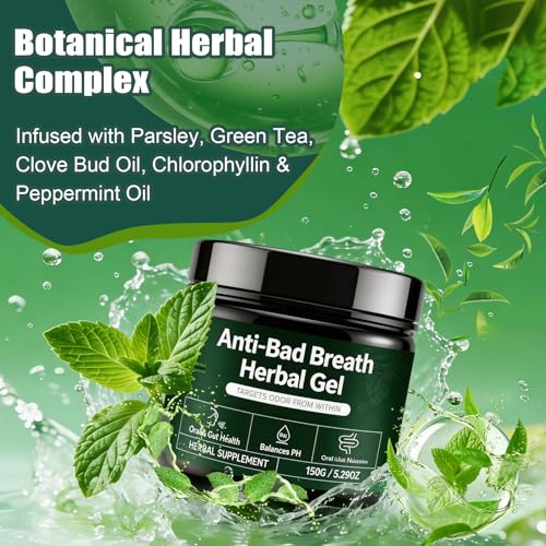 Anti-Bad Breath Herbal Gel Supplement, Natural Herbal Deodorant Gel with Parsley Green Tea, and Chlorophyll, Body & Breath Odor Control from The Inside, Natural Mint Flavor (1)