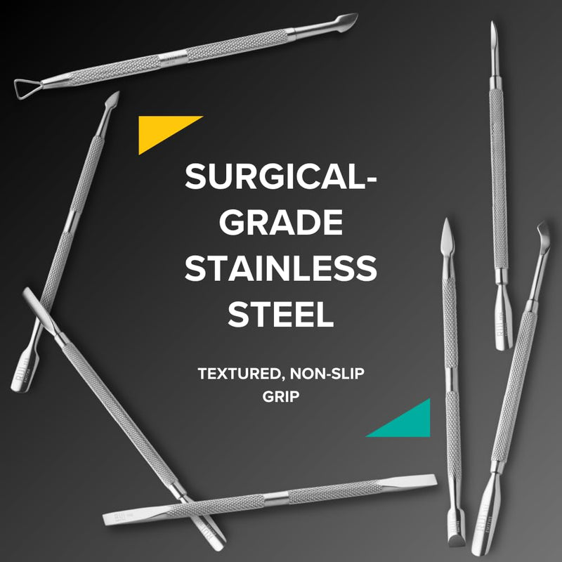 Rui Smiths Pro Cuticle Pusher with 2 Ends - Stainless Steel Manicure Tool - Style 106 - BeesActive Australia