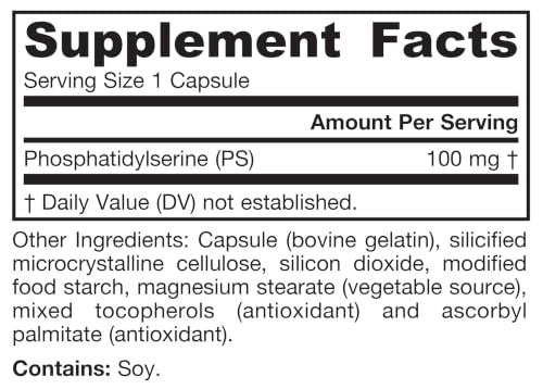 Jarrow PS100 100mg, Brain Health & Cognitive Function Support, 120 Capsules 120 Count (Pack of 1)