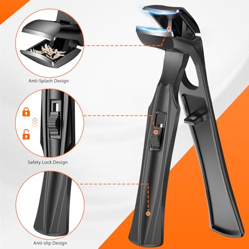 DRMODE Toenail Clippers for Thick Nails for Seniors, Angled Head 4pcs Toenail Clippers-black