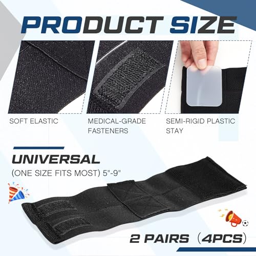 4 Pack Wrist Brace Adjustable for Cheerleading Tumbling,Black Black