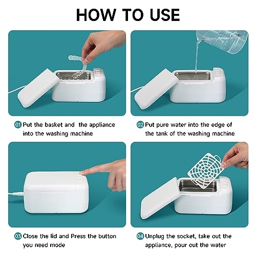 46kHz Ultrasonic Cleaner Machine Pro for Retainer, Dentures, Mouth Guard, Aligner, Whitening Trays and More