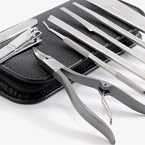 Nail Clipper,Heavy Duty Ingrown Podiatrist Toenail Tool Kit,Stainless Steel Long Handle Cosmetic Pedicure Set for Ingrown and Thick Nails for Callus 8Piece