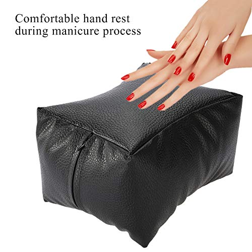 KIMISS Dual Use Nail Art Table Hand & Foot Pillow - Soft PU Arm Rest for Salon Manicure and Pedicure - Comfortable Support in White (Black) Black