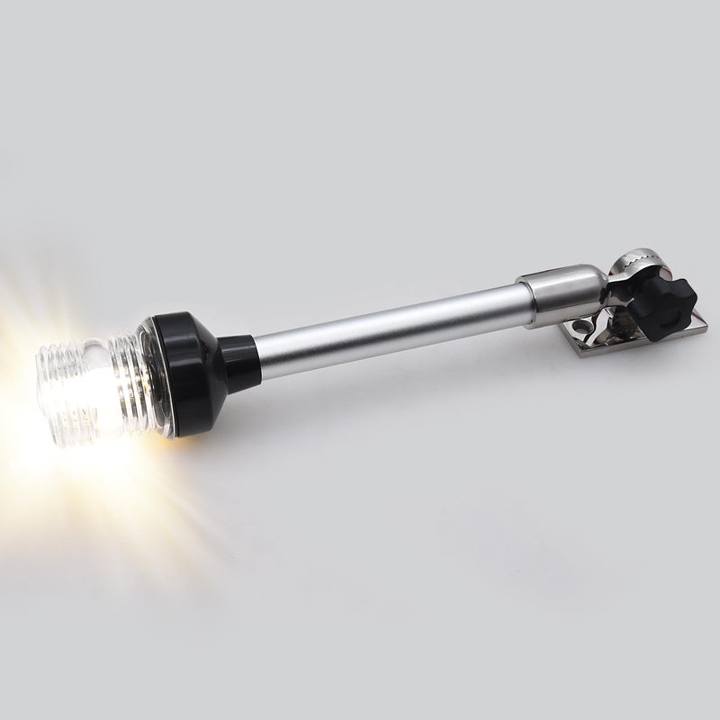 Geloo 12 Inch Marine Navigation Lights, Boat Stern Light Waterproof IP67, Anchor Lights, Marine Lights White LED All Round 360°Fold Down for Pontoon and Fishing Boat Yacht Stainless Steel Base 12 Inches Folding