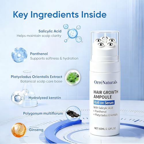 Orrenaturals Hair Revival Ampoule, Hair Growth Serum Roll on with Salicylic Acid, Hydrating & Strengthening Care for Thicker, Stronger and Fuller Hair (1) 1