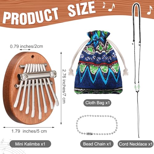 2 Pcs Mini Kalimba and Tongue Drum Set 8 Keys 6 Notes,Black Black
