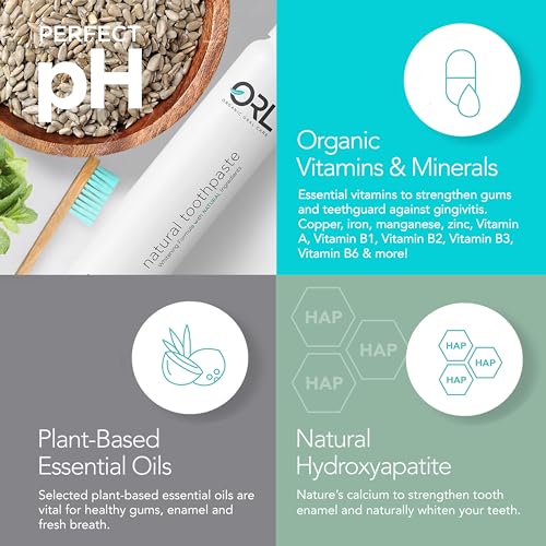 ORL Non-Nano Hydroxyapatite Toothpaste, Fluoride-Free, with Organic Xylitol. Helps Strengthen Teeth, Non-Toxic Ingredients. Natural Fresh Mint Flavor 4 oz. Made in USA
