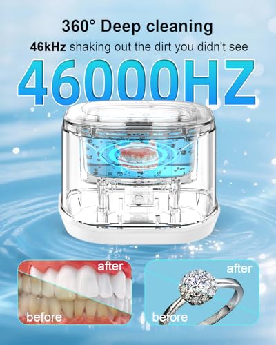 BCOM Ultrasonic Retainer Cleaner, 46Khz Jewelry Cleaner Machine for Rings 228ml
