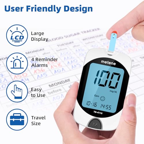 Metene TD-4116 Blood Glucose Monitor Kits, Blood Sugar Testing Kit, HSA/FSA TD-4116-150