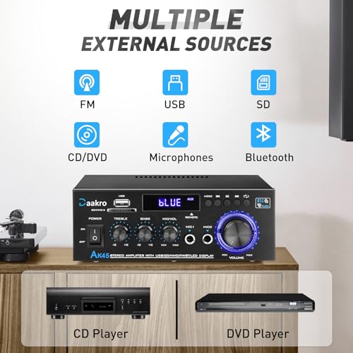 Daakro AK45 Stereo Audio Amplifier 300W Bluetooth 5.1