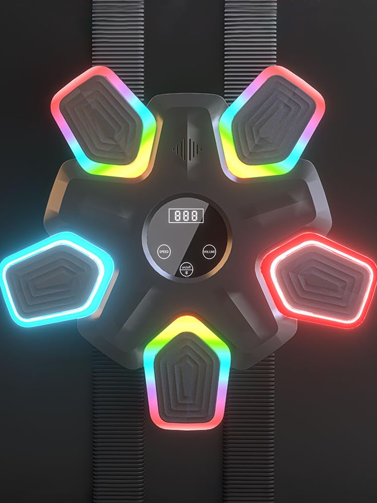 Music Punching Machine with Boxing Gloves, Music Punching Machine for Adults and Kid, Wall Mounted Colorful LED Boxing Music Workout Machine for Home and Gym, 17 Inch - BeesActive Australia