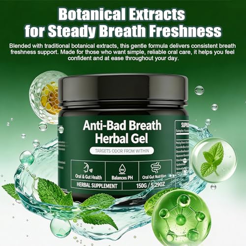 Anti-Bad Breath Herbal Gel Supplement, Natural Herbal Deodorant Gel with Parsley Green Tea, and Chlorophyll, Body & Breath Odor Control from The Inside, Natural Mint Flavor (1)