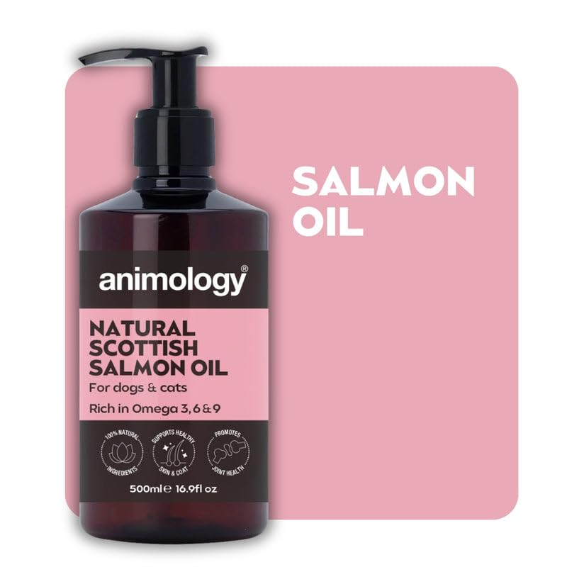 Animology Natural Scottish Salmon Oil 500ml, Omega 3, 6 and 9 Supplement for Dogs, Supports Skin, Coat, Joints, Immune and Heart Health