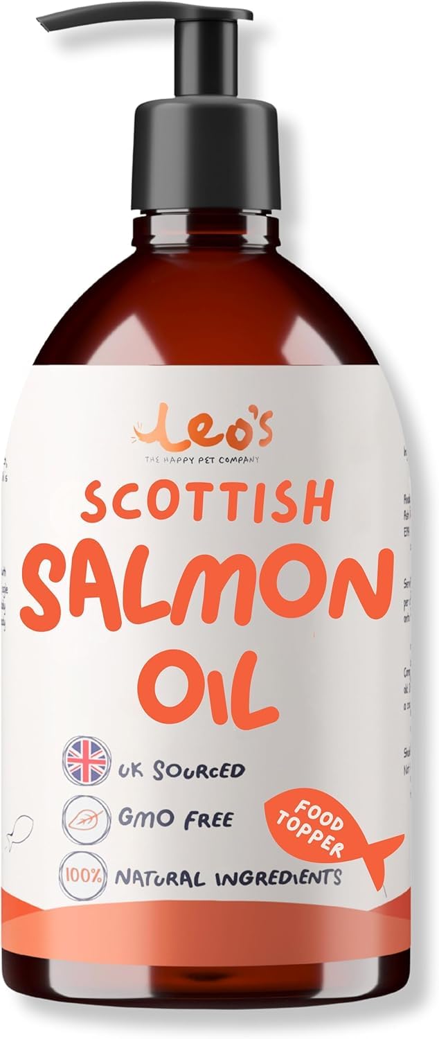 Leo's Salmon Oil for Dogs and Cats | Premium 100% Natural Food Topper Fish Oil for Dogs and Cats | 300ml Enhances Coat Shine, Joint & Brain Health, Itchy or Dry Skin, and Dandruff Hair Treatment