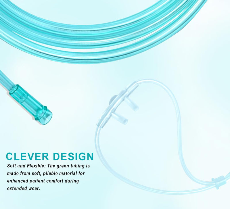 3 Pack High-Flow Ultra Soft Nasal Oxygen Cannula, Green Tubing and Each Individual Packing with Standard Connection 6.6 Feet - BeesActive Australia