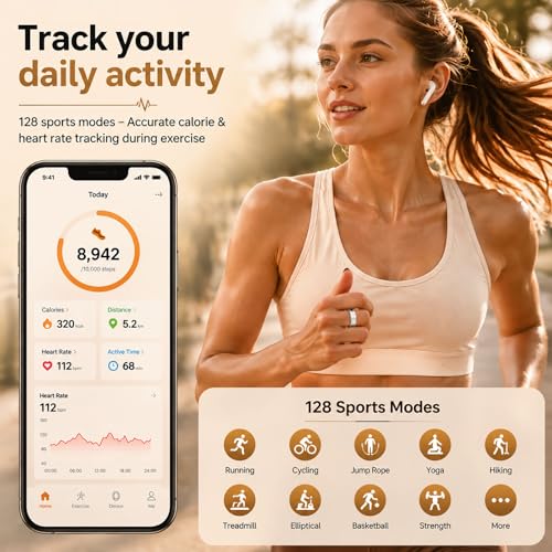 Smart Fitness Ring for Women Diamond Ring Activity Tracker Heart Rate Monitor Sleep Tracker Smart Rings Pedometer Step Counter Calorie Counter Exercise Ladies Rings for Women gold 10