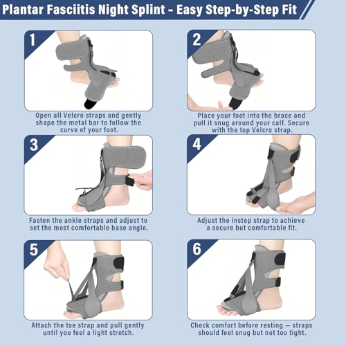 Plantar Fasciitis Night Splint, Upgraded 3 Adjustable Straps Design Achilles Tendonitis Brace for Plantar Fasciitis Relief, Achilles Tendonitis, Foot Drop, Night Splint for Women & Men (2) 2