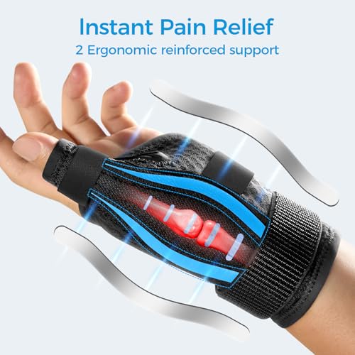 Thumb Brace Right/Left Hand, Thumb Spica Splint Hand Brace for Arthritis Pain and Support, Ergonomical Thumb Stabilizer for Trigger Thumb, CMC, De Quervains Tenosynovitis Pain Relief(XS Blue)