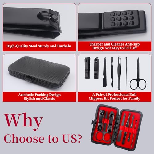 Manicure Set Stocking Stuffers for Men, Easter Basket Stuffers for Teens, Manicure Kit Nail Clippers Kit Grooming Kit Pedicure Care Tool Fathers Day Men Dad Birthday Gifts for Teen Boys Father Black
