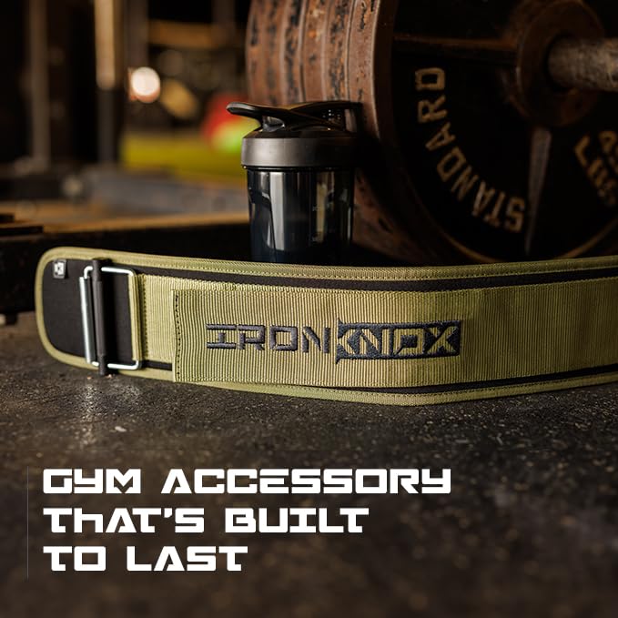 Premium Weight Lifting Belt, 4 Inch Weight Belt for Men and Women with Self Locking Metal Buckle for Maximum Support, Weightlifting Belt for Squat or Deadlift, Durable Gym Belt for Men Medium Olive Green