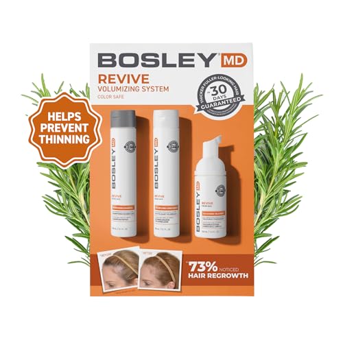 BosleyMD BosRevive Color-Safe Hair Care Kit for Thinning Hair, Starter Size (30 Days) – Shampoo, Conditioner & Thickening Treatment with Biotin, Panthenol & Botanical Extracts Starter Kit - Rosemary