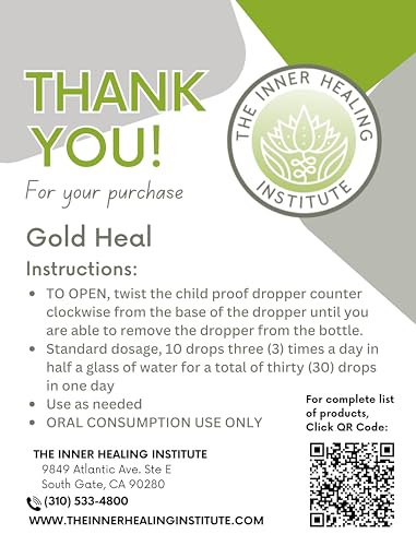 Gold Heal 2oz Tincture - Oral Drops Supplement, A Natural antibiotic for All Types of infections, Helps Speed up the Healing Process, Contains B12.